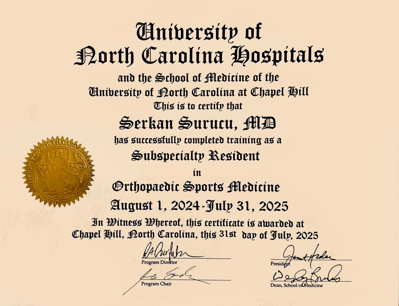 UNC Diploma — Sertifikalar